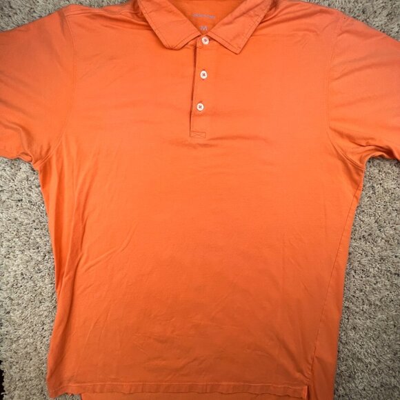 B Draddy Polo Shirt Mens Medium Short Sleeve Golf Casual Orange Stretch Peru - Picture 1 of 11